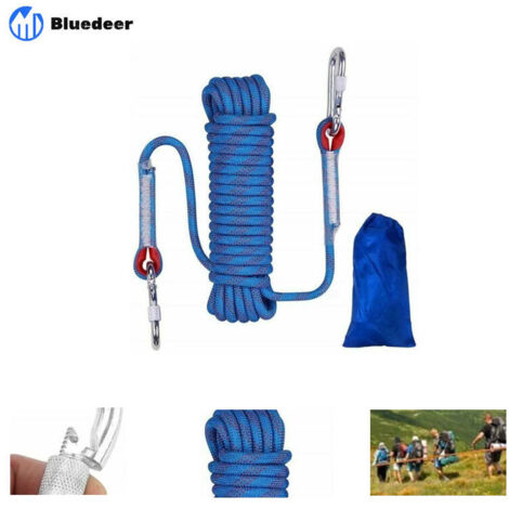 Corde de sécurité, corde en nylon, corde d'escalade extérieure, corde d'escalade, corde d'escalade, corde de sauvetage, corde de descente, corde d'escalade, 20 mètres bleu 12mm (1/4)