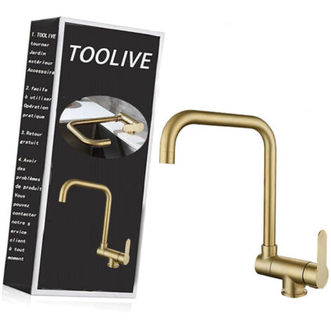 Mitigeur Cuisine Rabattable,robinet Cuisine Rabattable D'or Brossé En Acier Inoxydable,Robinet Pliable Moderne-toolive (1/5)