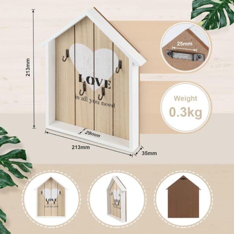Boîte à clés en Bois, 29.5 21.5 3.5cm, Armoire à Clés Murale Décorative ...