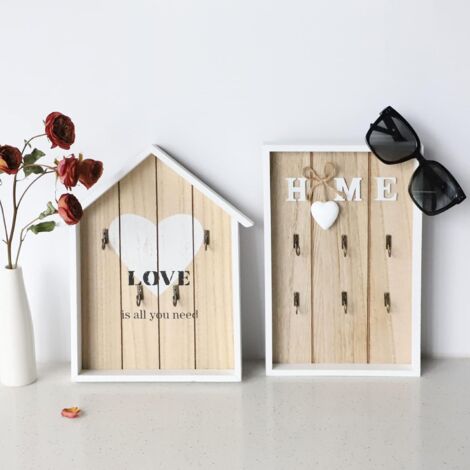 Boîte à clés en Bois, 29.5 21.5 3.5cm, Armoire à Clés Murale Décorative ...