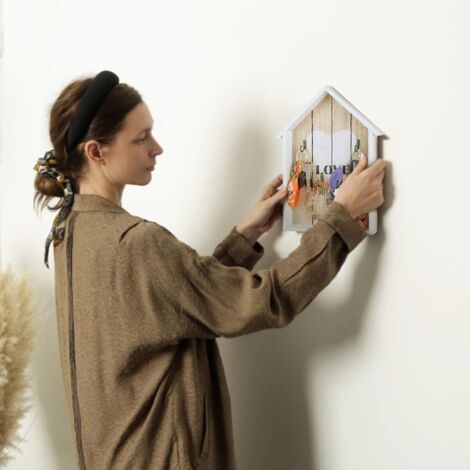 Boîte à clés en Bois, 29.5 21.5 3.5cm, Armoire à Clés Murale Décorative ...