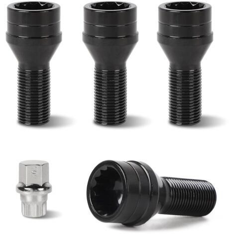 4 x Goujon de Roue M14 x 1,25 mm avec Écrou de Sécurité Compatible avec B-M-W & Mini (OE : 36136776076) (1/5)