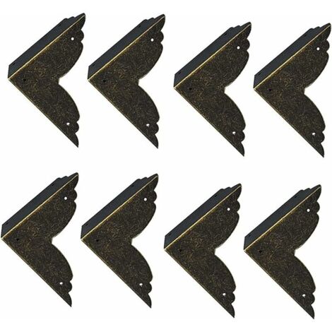 8 pièces Vintage Protecteur Décoratif d'angle en Fer protecteurs d'angle en métal pour Meubles De Protection d'angle De Meuble en Bronze pour Meuble et Boîte en Bois Coffret à Bijoux Bronze 707020mm,V (1/5)