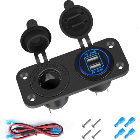 Panneau de Commutation Chargeur Voiture Fonction Dual USB Charger Voltmètre à LED Interrupteur Bascule ON/Off Prise Cigarette pour Bateau Marine (1/5)