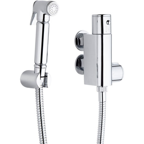 Hudson Reed – Douchette hygiénique avec mitigeur thermostatique en laiton chromé – Sécurité anti-brûlure – Flexible 150 cm – Installation facile