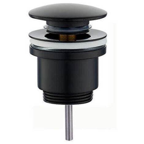 Rue Du Bain – Bonde de lavabo clic-clac universelle en laiton noir mat – Hauteur 10 cm – Ø capot 6,4 cm – Système d'ouverture facile
