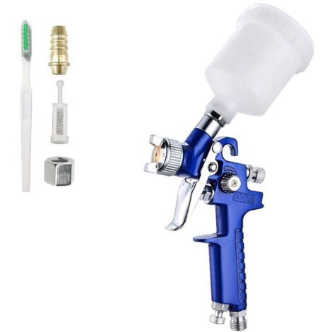 Pistolet à peinture HVLP 100 ml, buse en cuivre de 2,0 mm avec régulateur de pression d'air pour la pulvérisation de revêtement de surface de clôture de meubles de véhicule (1/4)