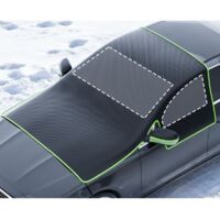 Housse de voiture en tissu Oxford, protection hivernale contre la neige et le gel, demi-housse universelle avec bordure verte, tapis de protection noir et saisonnier contre la pluie, le soleil, la pou