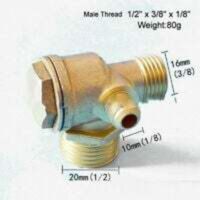 Clapet anti-retour pour compresseurs d'air, vanne en laiton à filetage mâle 1/2" x 3/8" x 1/8" avec raccord fileté pour réservoir d'air comprimé et pompe à piston