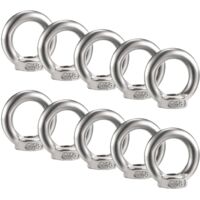 Lot de 10 écrous à œil M6 - En acier inoxydable 304 - Filetage - Écrous à œillets - Matériel - Œillets pour soulever des accessoires
