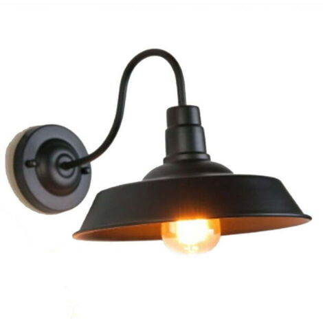 Wall lights with plug-in cord, retro black E27 wall light, wall lights with plug-in cord, industrial black finish wall light (1 light) (1/5)