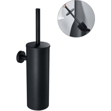 Stainless steel toilet brush and container toilet brushes toilet brush holder toilet set toilet brush with longer handle, black toilet brush for the bathroom