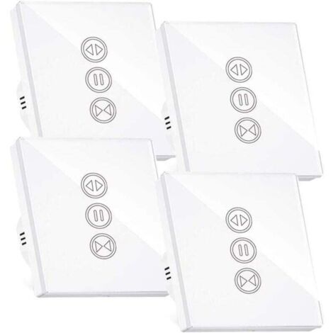 Smart Roller Shutter Switch, WiFi Roller Shutter Switch, Compatible with Alexa/Google Home, Touch-Sensitive Smart Switch with Backlight, Can Turn Off LED, Timer, App Control, 4-Pack (1/4)