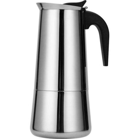 Italian Coffee Maker, Stainless Steel Moka Pot, 300ml Large Capacity, Induction Compatible, with Ergonomic Handle