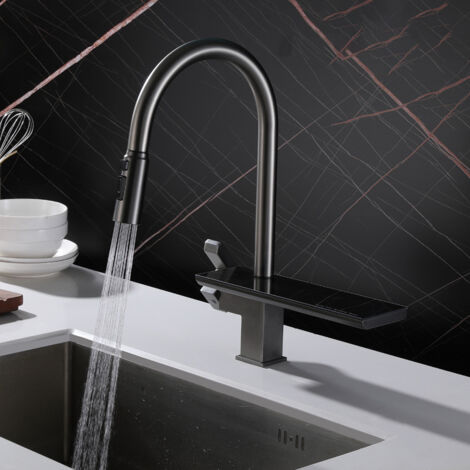 304 Stainless Steel Pull Out Retractable Faucet with Storage, Single Hole Kitchen Faucet (1/5)