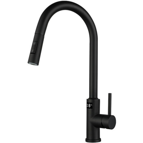 Smart Touch kitchen faucet, digital display, pull-out function, black. (1/5)