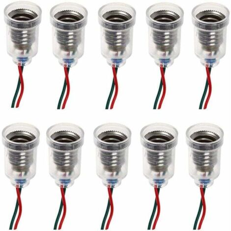 E10 LED Bulbs, Screw Base, Small Candle Bulbs, Small Bulb Mount, Light Holder Base with Wire, Socket for Home Experiments, Electrical Circuit Testing, Light Accessories, 20c