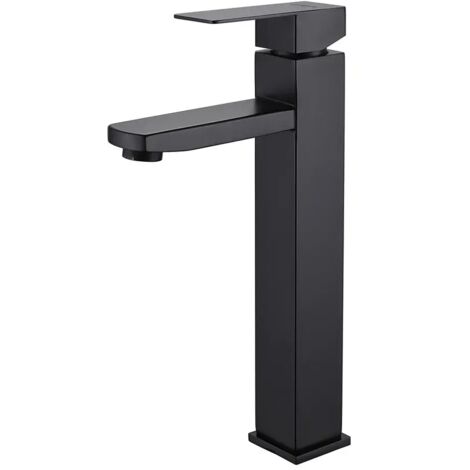 Black Bathroom Faucet Square Basin Mixer Hot and Cold Water Faucet Bathroom Mixer Stainless Steel(With 60 cm inlet hose) (1/5)