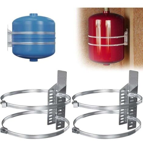 Set of 2 mounting brackets for water heaters - Thermal expansion tank support with 2 anti-earthquake straps - Supports hot water tanks (1/4)