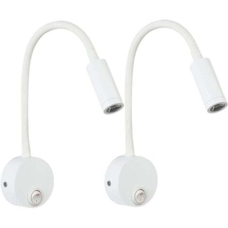 2-pack LED wall reading lamp, white, desk lamp with warm white light and eye protection, bedside lamp with switch (1/4)