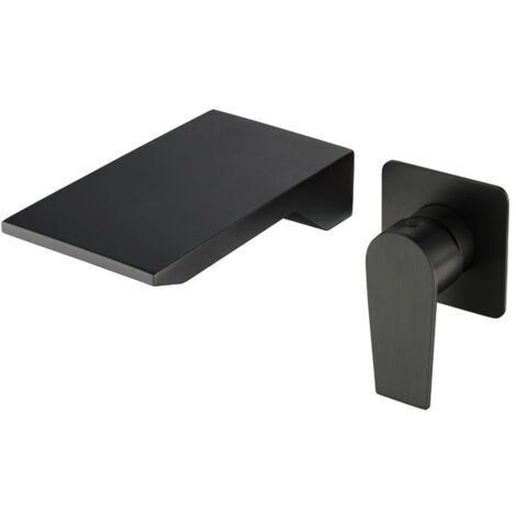 Bathroom Sink Mixer Tap Wall Mounted Single Lever Basin Faucet Sink Tap,Black (1/5)