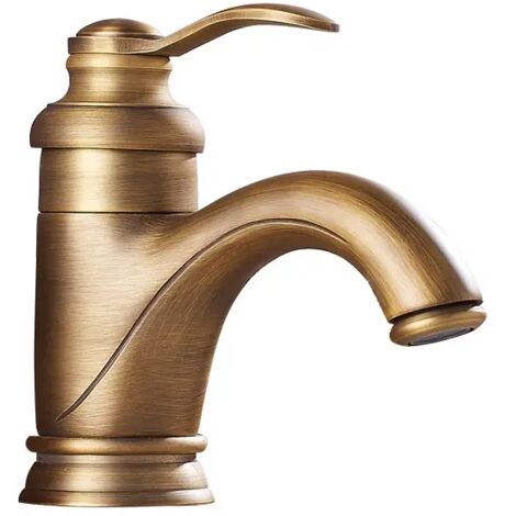 Antique Brass Bathroom Sink Faucet Mixer Tap - Single Hole Single Handle