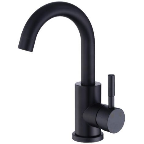 360° Rotatable Bathroom Faucet, Height Sink Faucet with 60 cm Flexible Tube, Black