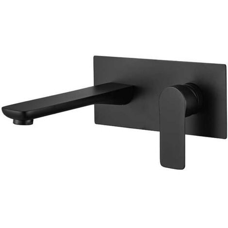 Wall Mounted Basin Mixer Tap Bathroom Mixer Tap with Extra Wide Spout Concealed Faucet Single Handle Basin Mixer Tap Bathtub Faucet Wall Mounted Faucet (Black)