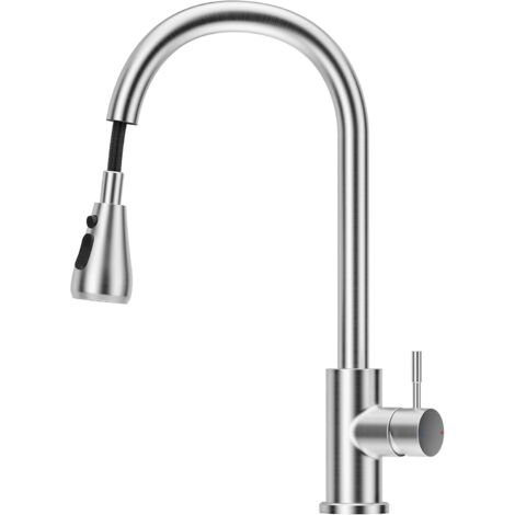 Pull-down kitchen faucet, 360° rotating kitchen faucet, 3-mode stainless steel faucet, easy to install in the kitchen (1/5)