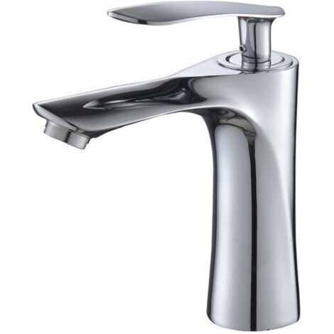Brass Bathroom Faucet, Hot and Cold Water Sink Mixer Tap, Elegant Bathroom Accessories, Single Handle Chrome Basin Faucet (1/3)