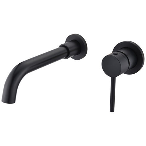 Wall Mounted Sink Faucet, Brass Bathroom Faucet Mixer Tap, Black (1/5)