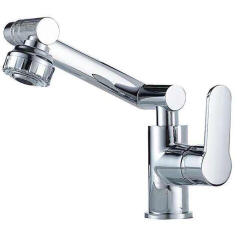 Smart and Modern Bathroom Faucet 360° Swivel, Elegant Design Sink Faucet, Hot and Cold Water Available, Silver with 60cm Connection Hose (1/5)