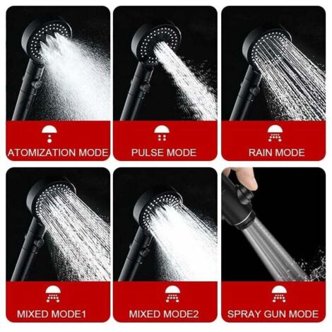 High Pressure Water Saving Shower Head, 5 Mode Adjustable Shower Head ...