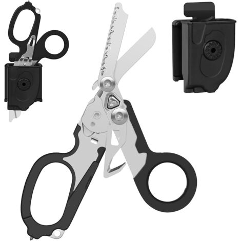 Emergency Scissors with Strap Cutter and Glass Breaker, Foldable Stainless Steel Scissor Pliers, Outdoor Camping Rescue Scissor Tools (1/5)