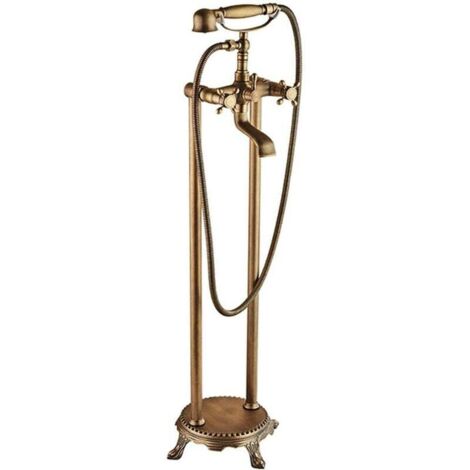 Vintage Antique Bathtub Faucet, Freestanding Bathtub Faucet with Hand Shower, Brass Bathtub Mixer Tap, Freestanding Bathtub Faucet, Double Handle Bathtub Mixer Tap