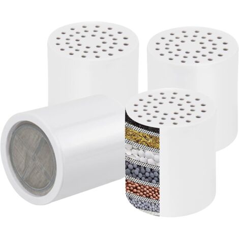 15 Stage Replacement Filter Element, Shower Filter with VC, Reduces Hard Water, Heavy Metal Impurities, Improves Skin and Hair, Fits Any Similar Shower Filter (4 Pack)