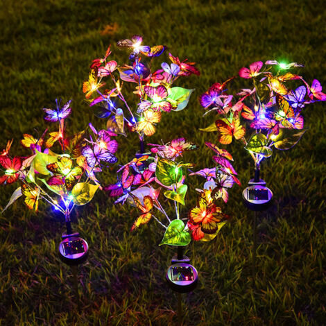 Solar Garden Lights, Solar Butterfly Lights Outdoor, 2 Modes, Waterproof, Landscape Lighting, Path Lights, Garden Decor, Wedding, Christmas, Lawn, Patio [Grade A Energy] (4pcs)