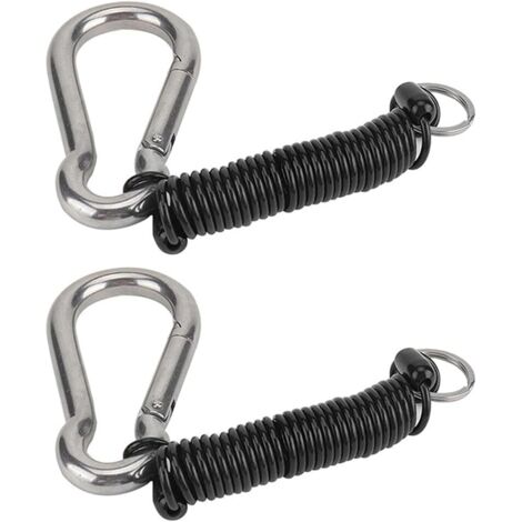2 Pack Detachable Trailer Brake Cable, Stainless Steel Spring Towing Spool, Heavy Duty Steel Wire Safety Cable Straps for RV Towing Trailer(880MM) (1/5)