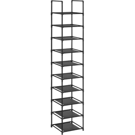 10-Tier Shoe Shelf, Shoe Rack, Shoe Rack, Storage Unit, Metal Frame, Non-Woven Fabric, for Entrance, Bedroom, Black - 33 x 33 x 173 cm (1/4)