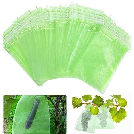 Fruit Protection Bags, Grape Protection Bags, Breathable Organza Bags with Drawstring, to Protect Fruit Bouquets from Hornets and Birds/Pack of 50.20cm x 30cm (1/5)