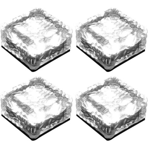 LED Solar Lights for Glass Paver, Pathway Lights, Solar Lights for Garden, Balcony and Patio, Outdoor Decoration (4 Pack/Warm White)