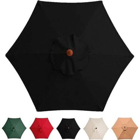 Replacement Parasol Cover 3M, 6 Arms, Garden Canopy, Replacement Parasol Cover, (Canopy Only)/Black