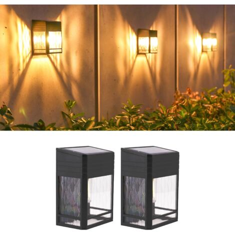 Solar Garden Fence Lights, Waterproof Outdoor Solar Wall Lights, Deck Lights for Fence, Deck, Door, Deck, Stairs, Warm White 3000K [Class A Energy] (4 Pack)