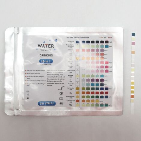 50x 16in1 drinking water test strips - water tester - for tap water water quality analysis total hardness lead copper nitrate (1/4)