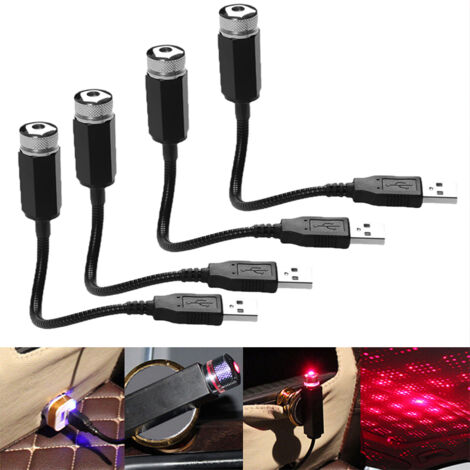 4 Pack, LED Atmosphere Light for Knitting Machine, USB Slot, Romantic Universal Adjustable Roof Star Light, Multi-Effect Home Decor Light for Car Decoration (1/5)