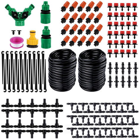 Garden Watering System, 30m/100ft Micro Drip Irrigation Kit, Adjustable Automatic Watering System for Lawn Plants for Landscape Patio Greenhouses