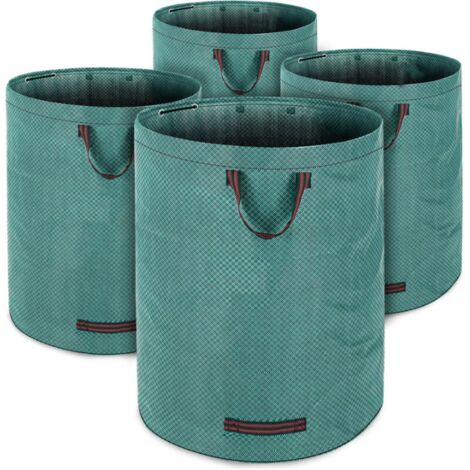 GARDEBRUK® 280 Litre Garden Waste Bags  Large 50 kg Load Capacity  3 Handles for Ease Of Use  Stable Robust Washable Lawn Grass Cuttings Leaf Sack  Green  4x Leaf Sack