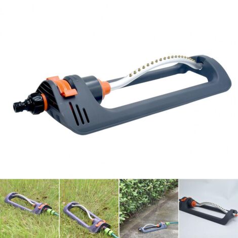 Lawn sprinkler, metal oscillating sprinkler with brass nozzle, sprinkler suitable for lawns up to 1,100 m, including jet cleaning needle, grey (1/4)