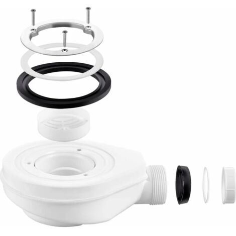 Shower tray drain set, shower drain with siphon, with hair filter, shower tray drain hole set, white