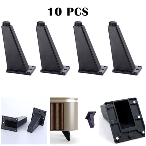 Pack of 10 Adjustable Furniture Feet, Aluminum Alloy Furniture Legs Triangular Adjustable Kitchen Furniture Feet, for Table Cabinets Kitchen Sofa Desk, 80mm, Black